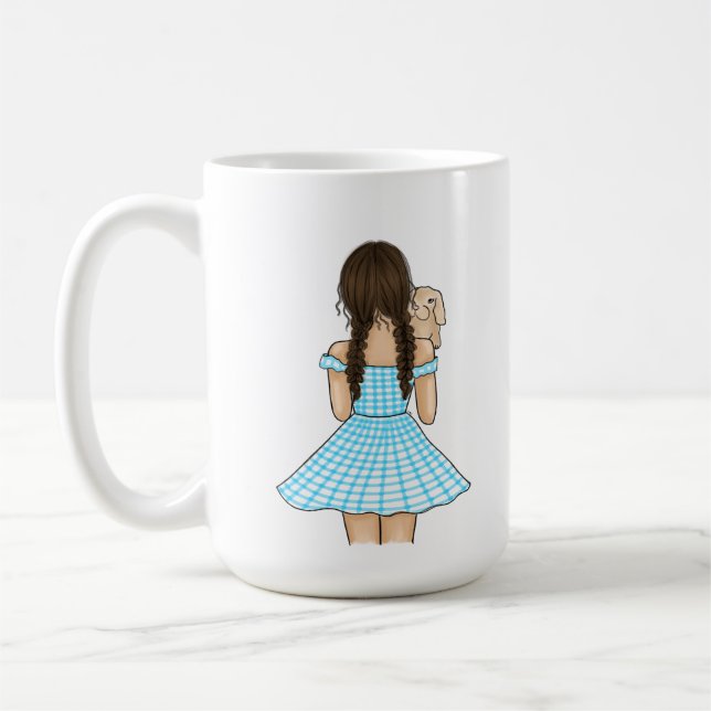 Girl Carrying a Pet Bunny with Custom Name Coffee Mug (Left)