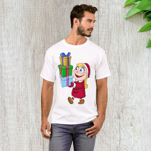 Girl Carrying Christmas Presents Mens T-Shirt