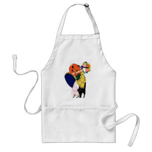 Girl Carrying Pumpkin with Black Cat Standard Apron