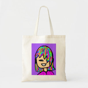 girl cartoon face tote bag