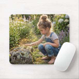 Girl Casting a Spell on a Frog Mouse Pad