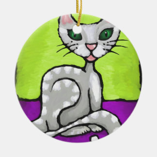 girl cat ceramic ornament