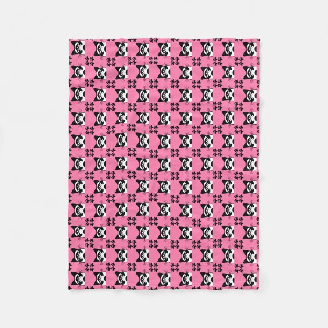 Girl Cat Feline Lovers Owners Pet  Fleece Blanket (Front)