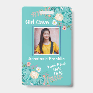 Girl Cave Fun Child Pass Photo Personalize ID  Badge