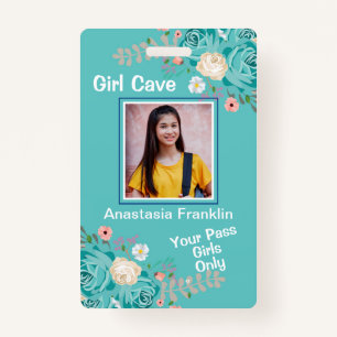 Girl Cave Fun Child Pass Photo Personalize ID  Badge