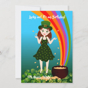 Girl celebrates her birthday on Saint Patrick's In Invitation
