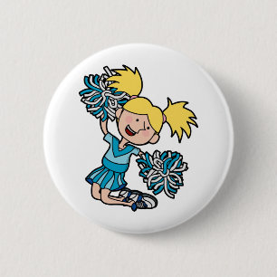 girl cheerleading jumping in the air 2 inch round button
