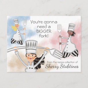 Girl chef fork cooking baking cookbook recipe card
