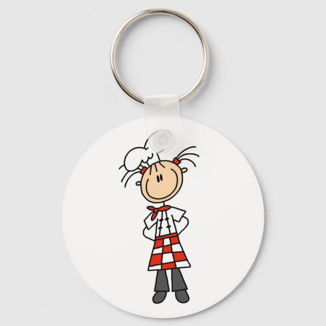 Girl Chef Stick Figure Tshirts and Gifts Keychain (Front)