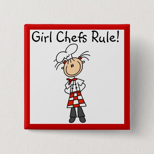Girl Chefs Rule 2 Inch Square Button (Front)