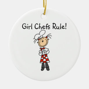 Girl Chefs Rule Ceramic Ornament
