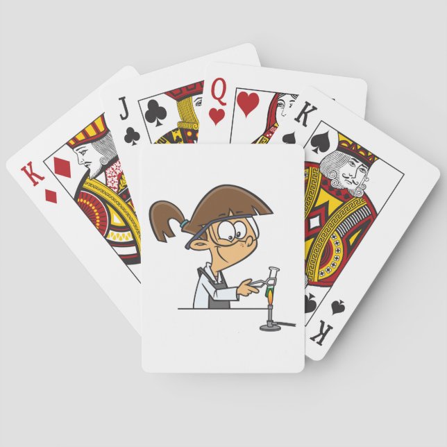 Girl Chemist Conducting Science Experiment Playing Cards (Back)