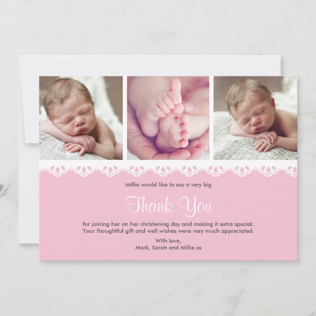 Girl Christening/Baptism Thank You Card (Front)