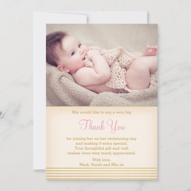 Girl Christening/Baptism Thank You Card (Front)