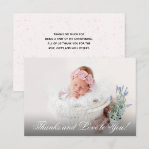 Girl Christening Pink Watercolor Thank You Card