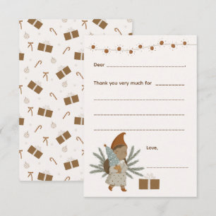 Girl Christmas Thank you note, fill in card
