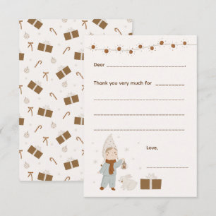 Girl Christmas Thank you note, fill in card