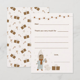 Girl Christmas Thank you note, fill in card