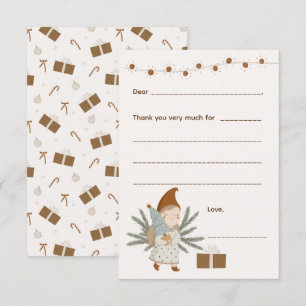 Girl Christmas Thank you note, fill in card