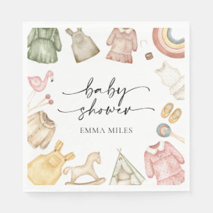 Girl Clothes Baby Shower Napkins