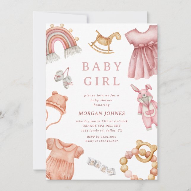 Girl Clothes Nursery baby shower invitation (Front)