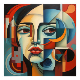 Girl Colourful Cubism Photo Print