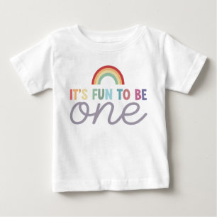 Girl Colourful Fun to be One Rainbow 1st Birthday Baby T-Shirt