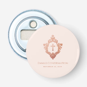 Girl Confirmation Favours Pink Rose Gold Crest  Bottle Opener