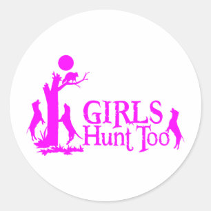 GIRL COON HUNTING CLASSIC ROUND STICKER