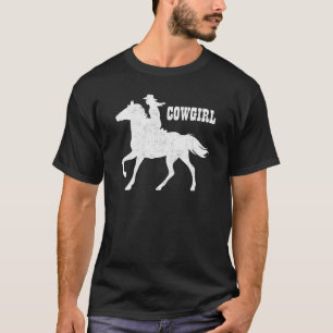Girl Country Cowgirl Rodeo Western Retro Horse Bar T-Shirt