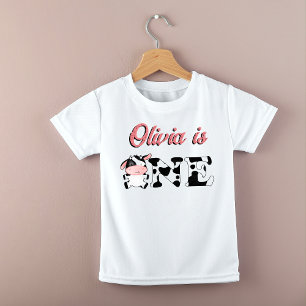 Girl cow farm barnyard birthday personalized name baby T-Shirt