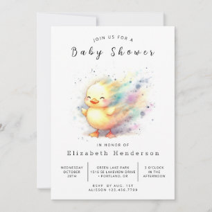 Girl Custom Duck Baby Shower Invitation
