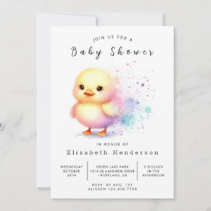 Girl Custom Duck Baby Shower Invitation