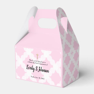 Girl Custom Name Pink First Communion Favor Box