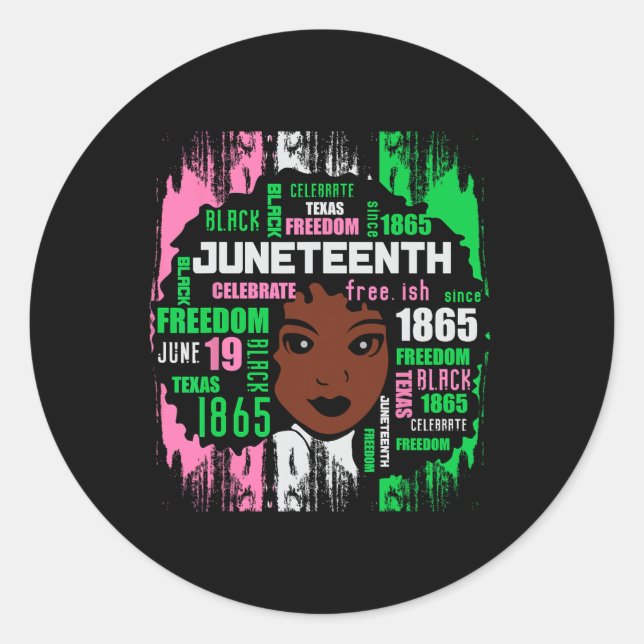 Girl Cute Aka Juneteenth Tee Black History America Classic Round Sticker (Front)