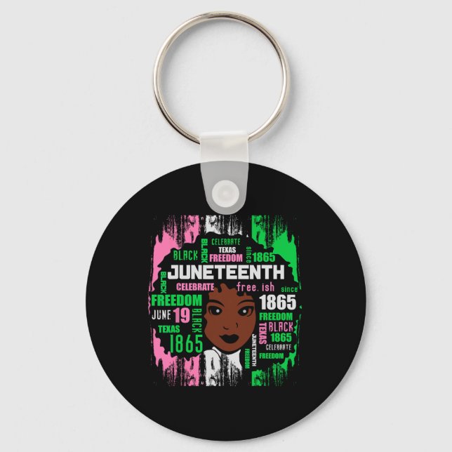 Girl Cute Aka Juneteenth Tee Black History America Keychain (Front)