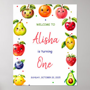 Girl Cute Fruit Birthday Welcome sign