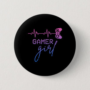 Girl Cute Heartbeat Gamer For Girl Video Game Love 2 Inch Round Button