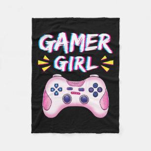 Girl Cute Pink Controller Video Game Girl Gaming Fleece Blanket