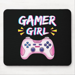 Girl Cute Pink Controller Video Game Girl Gaming Mouse Pad