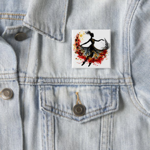 girl dance flowers impulse inspiration spring natu 2 inch square button