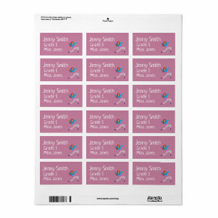 Girl dancer name school book labels