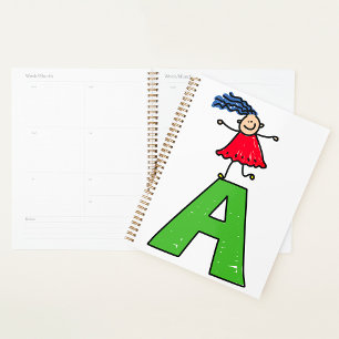 Girl Dancing on Green Letter A Fun Alphabet