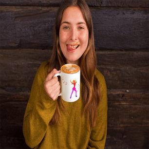  Girl  dancing with Music Notes – Cool K-Pop  Two-Tone Coffee Mug
