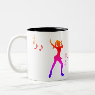 Girl  dancing with Music Notes – Cool K-Pop  Two-Tone Coffee Mug