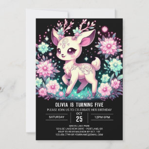 Girl Deer Digital Birthday Invitation