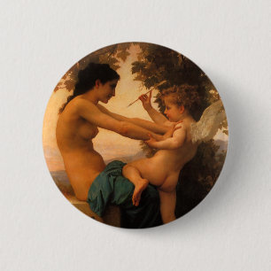 Girl Defending Herself Against Cupid by Bouguereau 2 Inch Round Button