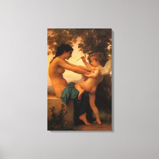 Girl Defending Herself Against Cupid by Bouguereau Canvas Print (Front)