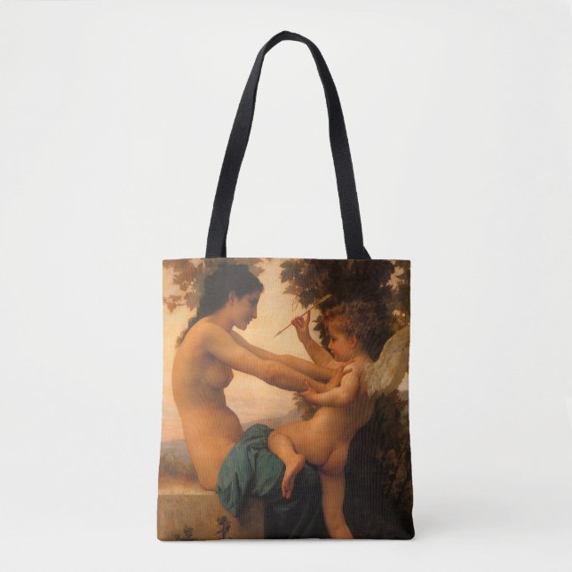 Girl Defending Herself Against Cupid by Bouguereau Tote Bag (Front)