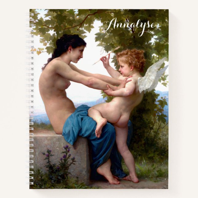 Girl Defending Herself Against Eros Cupid Fine Art Notebook (Front)